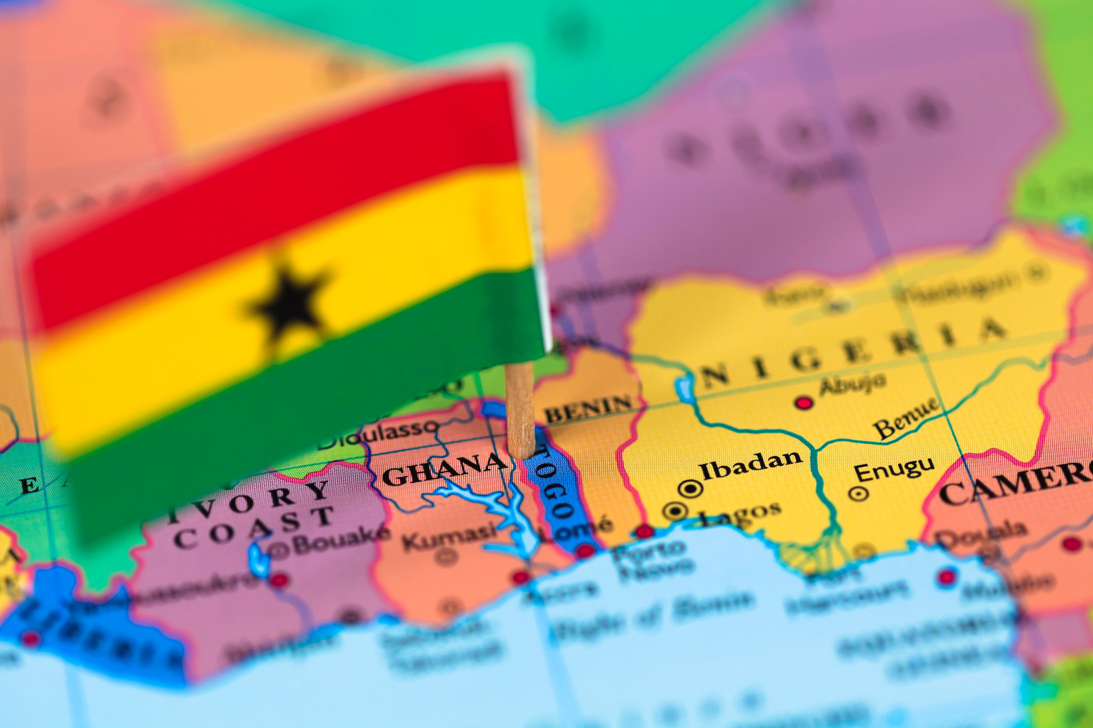 Map and flag of Ghana