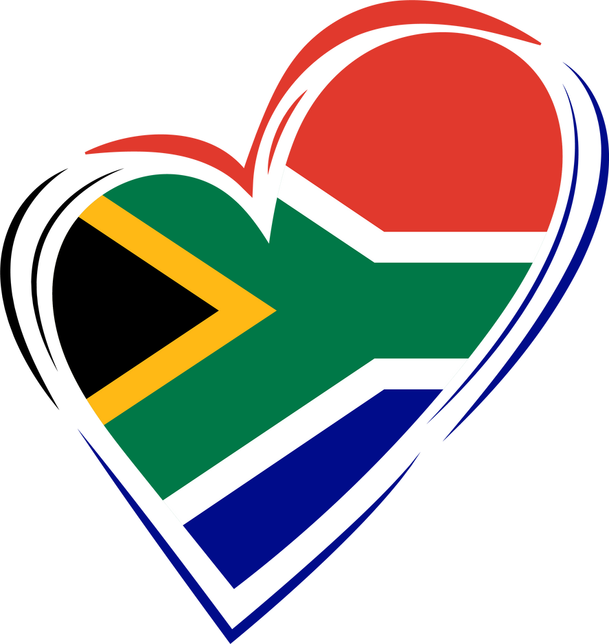 South Africa Flag in Heart Shape